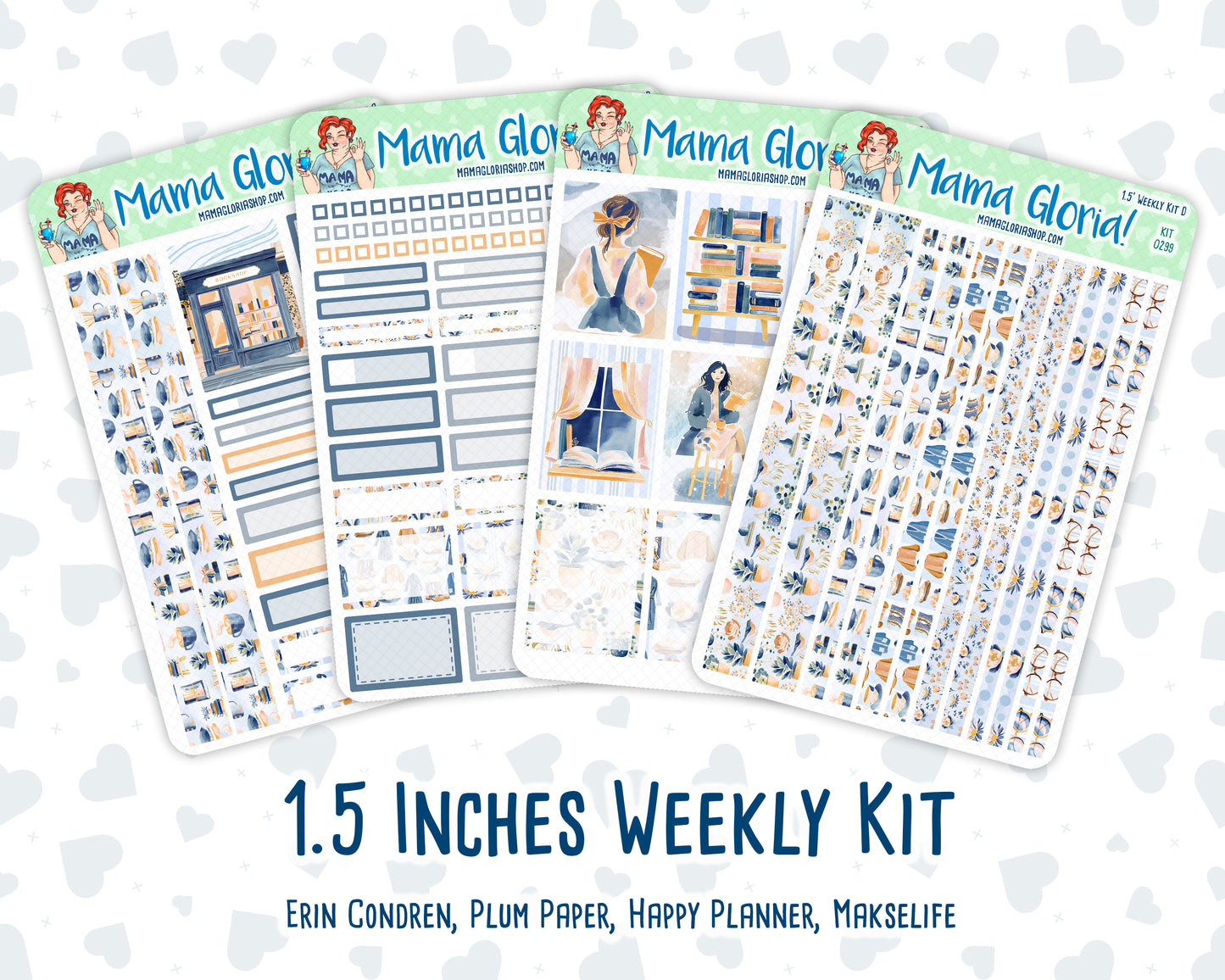 Kit 0299 - 1.5" Wide Column - Weekly Kit - October - Book Nook  - For Vertical & Hourly Planners