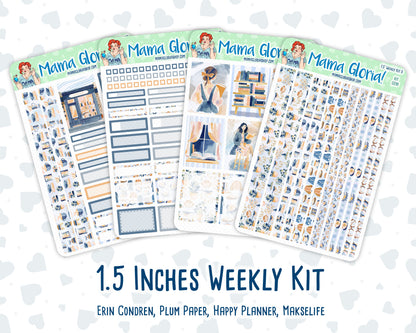 Kit 0299 - 1.5" Wide Column - Weekly Kit - October - Book Nook  - For Vertical & Hourly Planners
