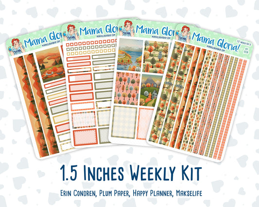 Kit 0239 - 1.5" Wide Column - Weekly Kit - October - October Stroll  - For Vertical & Hourly Planners