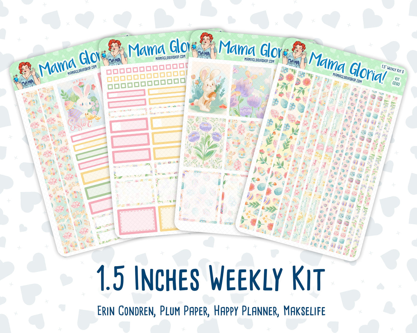 Kit 0260 - 1.5" Wide Column - Weekly Kit - April - Pastel Egg Hunt  - For Vertical & Hourly Planners