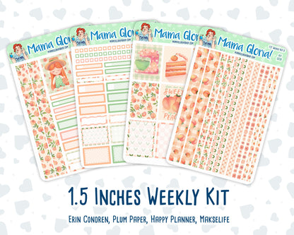 Kit 0228 - 1.5" Wide Column - Weekly Kit - August - Just Peachy  - For Vertical & Hourly Planners