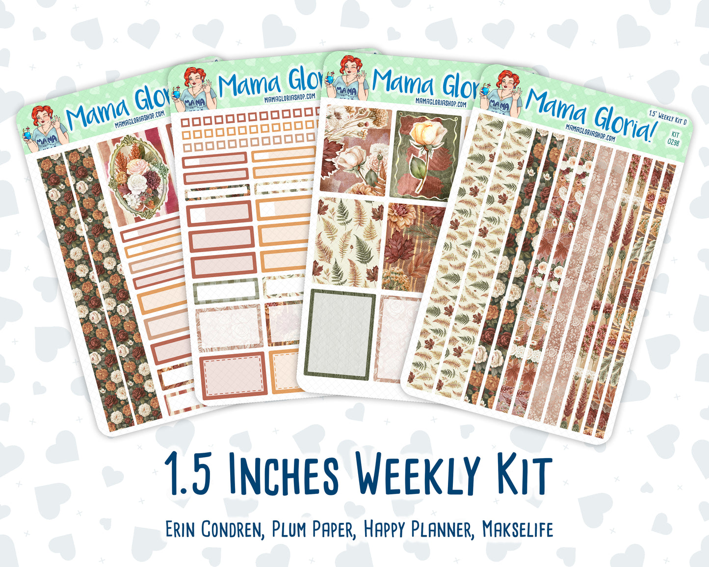 Kit 0298 - 1.5" Wide Column - Weekly Kit - October - Velvet Bloom  - For Vertical & Hourly Planners
