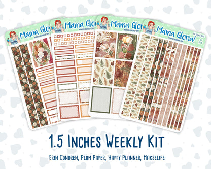 Kit 0298 - 1.5" Wide Column - Weekly Kit - October - Velvet Bloom  - For Vertical & Hourly Planners