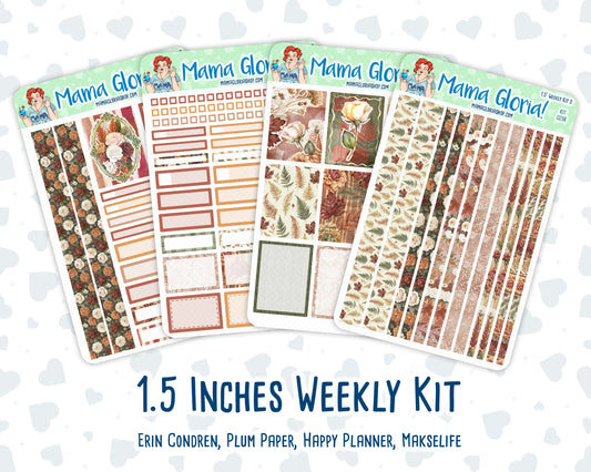 Kit 0298 - 1.5" Wide Column - Weekly Kit - October - Velvet Bloom  - For Vertical & Hourly Planners