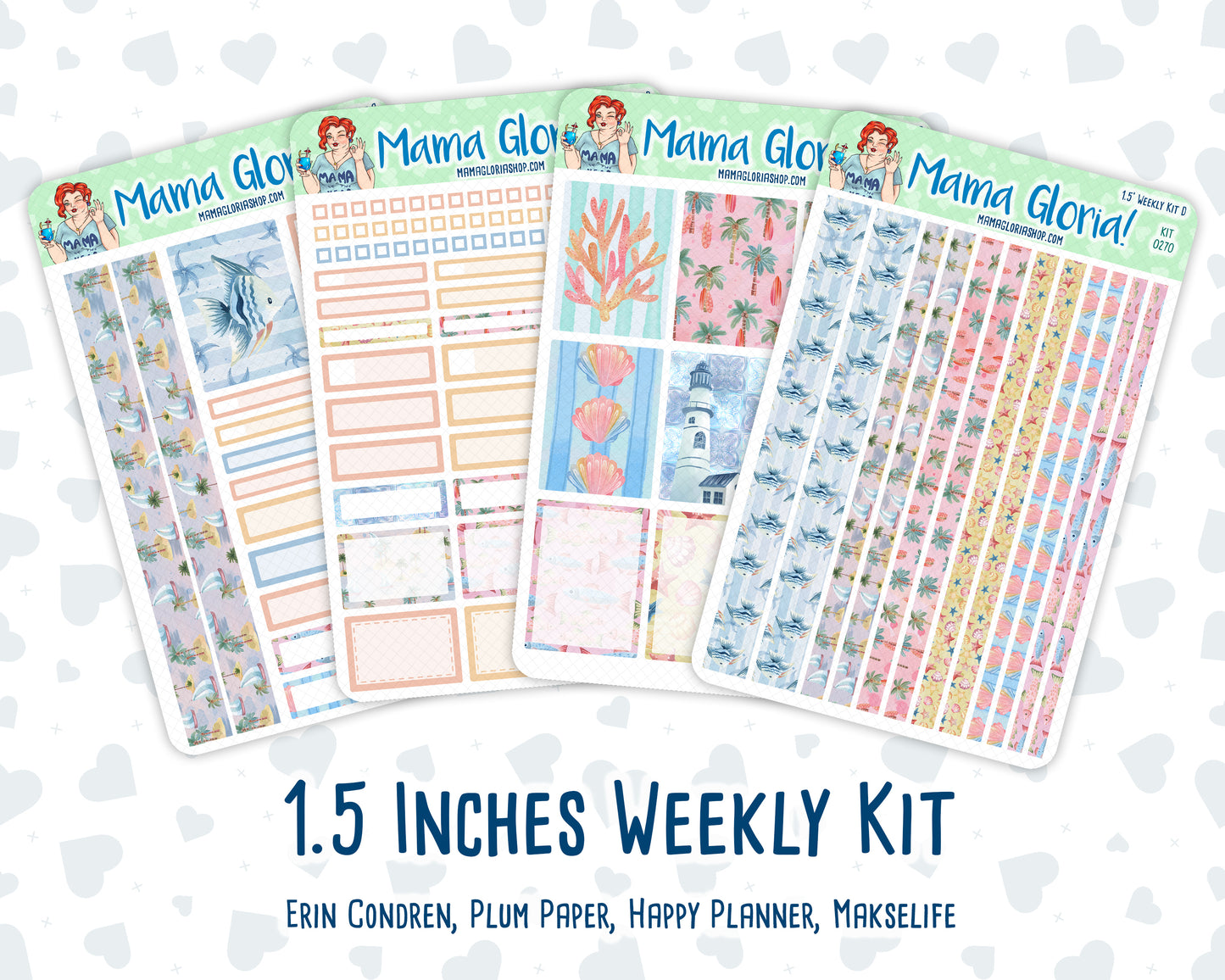 Kit 0270 - 1.5" Wide Column - Weekly Kit - June - Beachside Bliss  - For Vertical & Hourly Planners