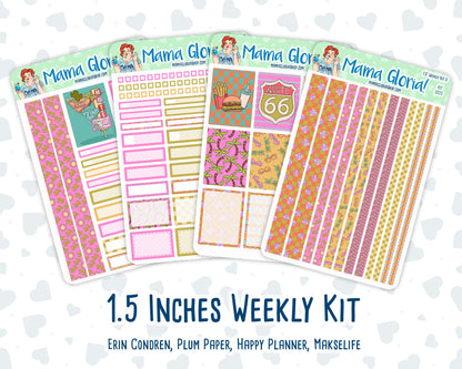 Kit 0223 - 1.5" Wide Column - Weekly Kit - June - Route 66  - For Vertical & Hourly Planners