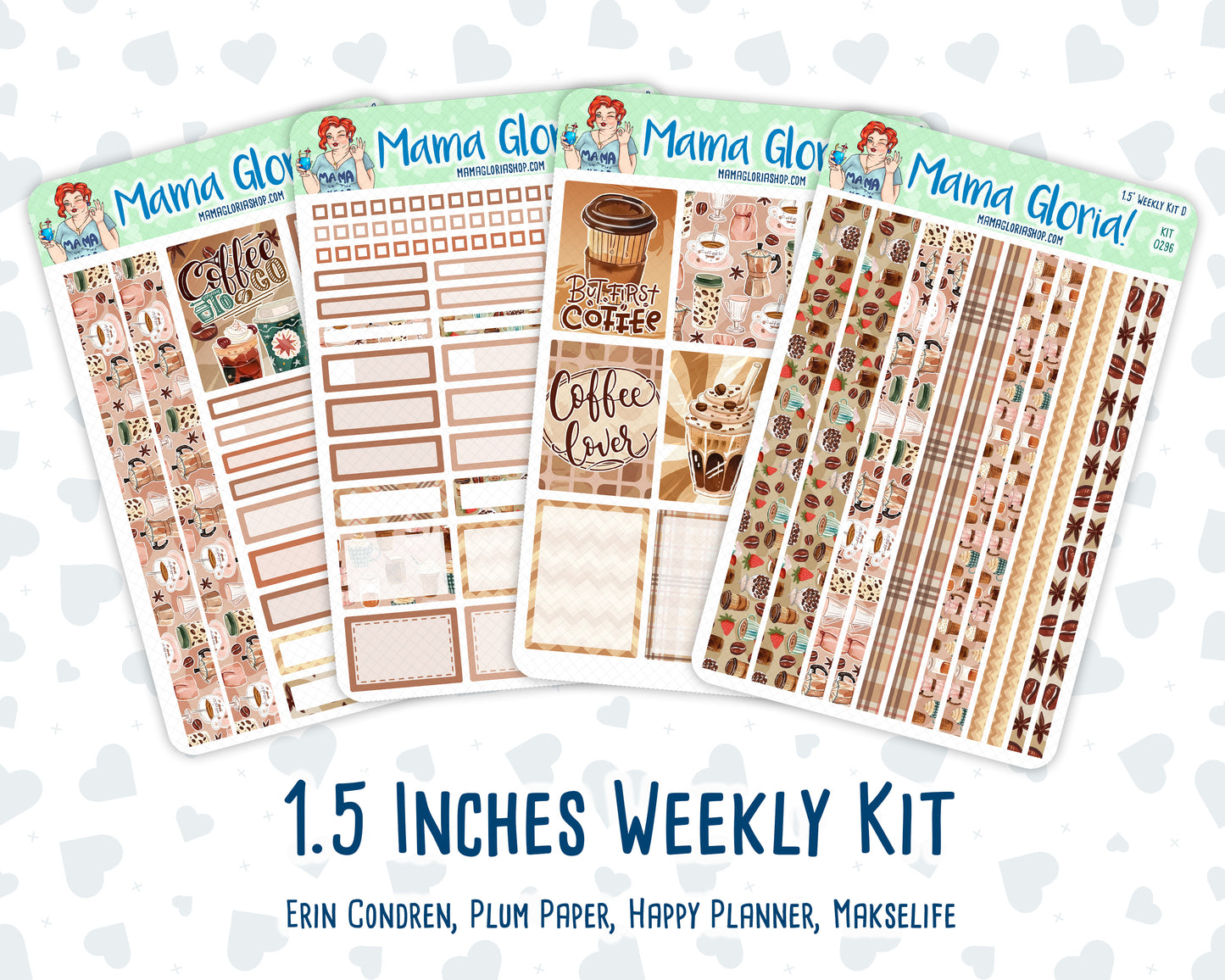 Kit 0296 - 1.5" Wide Column - Weekly Kit - September - Coffee Break  - For Vertical & Hourly Planners