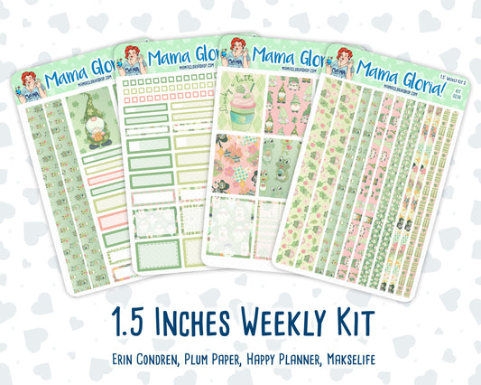 Kit 0256 - 1.5" Wide Column - Weekly Kit - March - Froggy Luck  - For Vertical & Hourly Planners