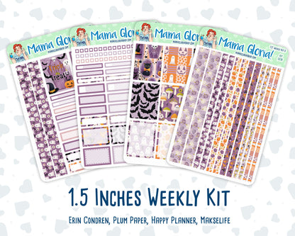 Kit 0236 - 1.5" Wide Column - Weekly Kit - October - Sweet & Spooky  - For Vertical & Hourly Planners
