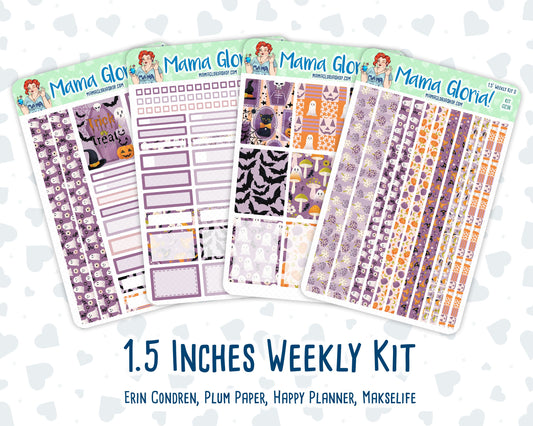 Kit 0236 - 1.5" Wide Column - Weekly Kit - October - Sweet & Spooky  - For Vertical & Hourly Planners