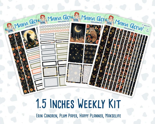 Kit 0238 - 1.5" Wide Column - Weekly Kit - October - Starry Autumn Nights  - For Vertical & Hourly Planners