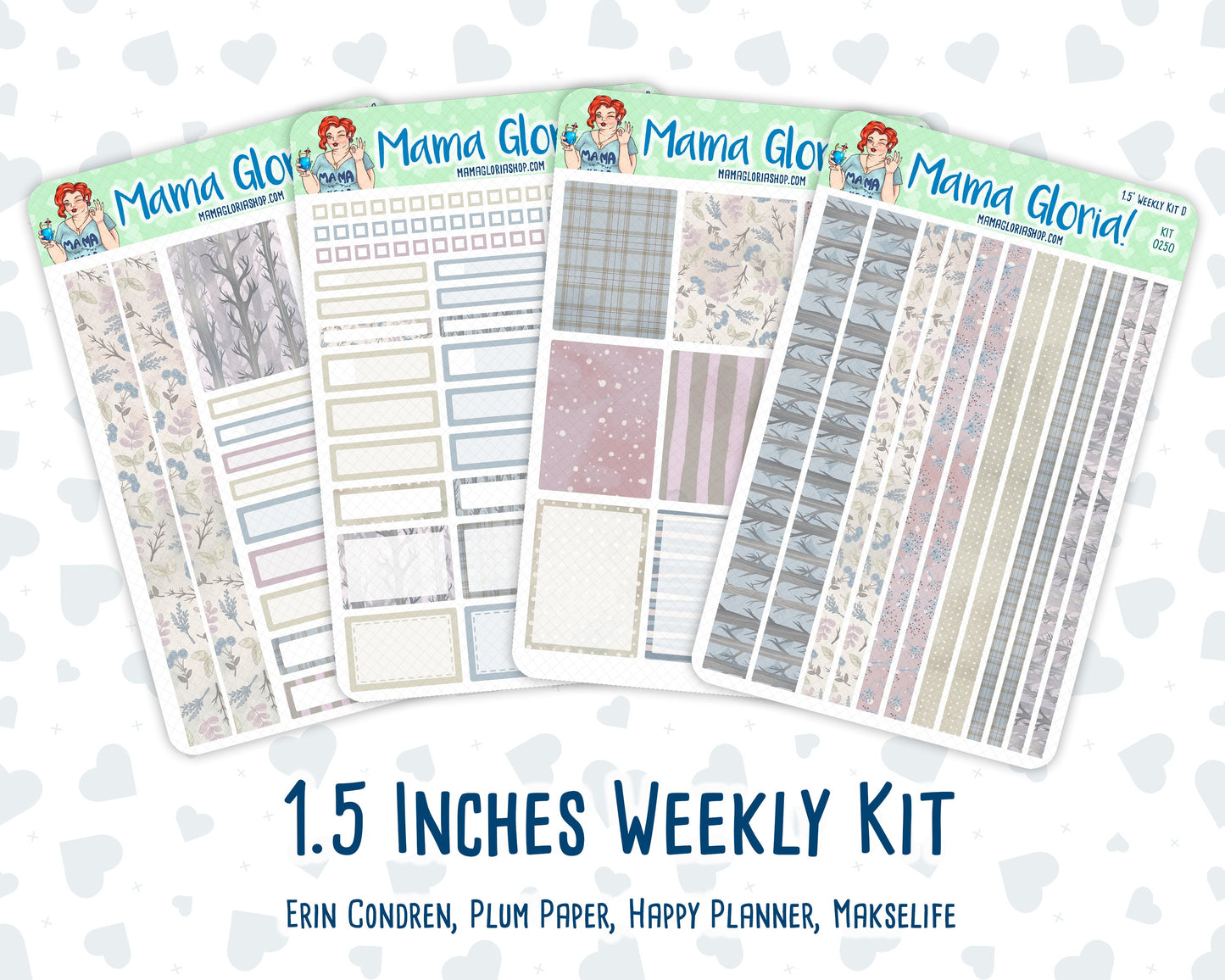 Kit 0250 - 1.5" Wide Column - Weekly Kit - Quiet January  - For Vertical & Hourly Planners