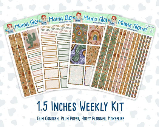 Kit 0243 - 1.5" Wide Column - Weekly Kit - November - Boho Autumn  - For Vertical & Hourly Planners