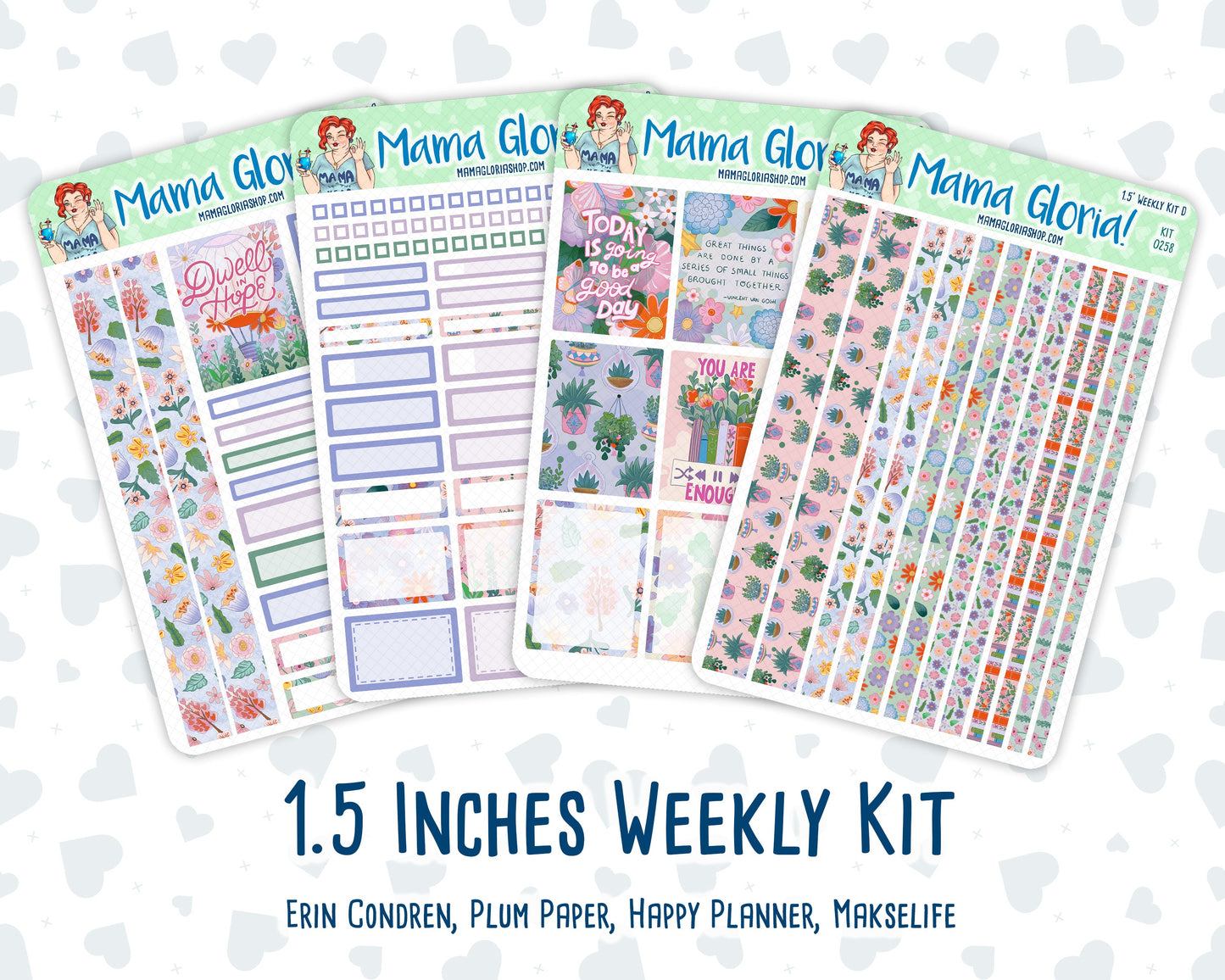 Kit 0258 - 1.5" Wide Column - Weekly Kit - March - Plant Therapy  - For Vertical & Hourly Planners