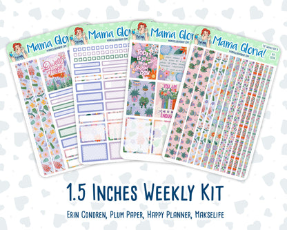 Kit 0258 - 1.5" Wide Column - Weekly Kit - March - Plant Therapy  - For Vertical & Hourly Planners