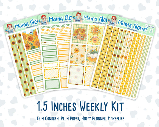 Kit 0277 - 1.5" Wide Column - Weekly Kit - August - Sunflower Drama Club  - For Vertical & Hourly Planners