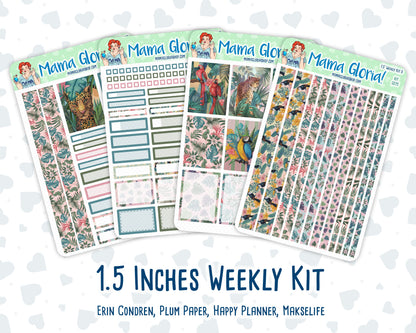 Kit 0275 - 1.5" Wide Column - Weekly Kit - July - Tropical Safari Blush  - For Vertical & Hourly Planners