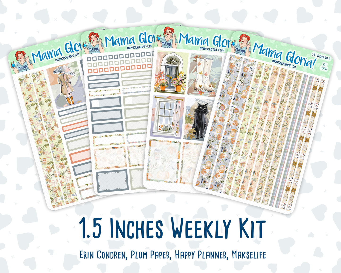 Kit 0300 - 1.5" Wide Column - Weekly Kit - October - Autumn Stroll  - For Vertical & Hourly Planners
