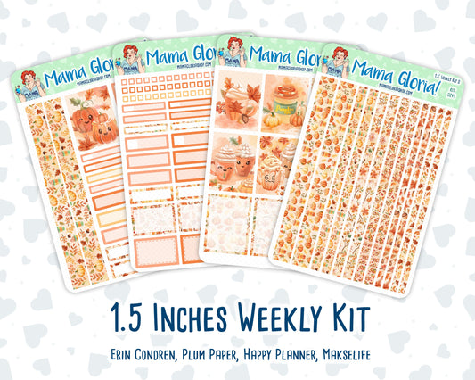 Kit 0241 - 1.5" Wide Column - Weekly Kit - November - Pumpkin Latte  - For Vertical & Hourly Planners