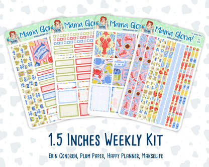 Kit 0269 - 1.5" Wide Column - Weekly Kit - June - Dolce Mare  - For Vertical & Hourly Planners