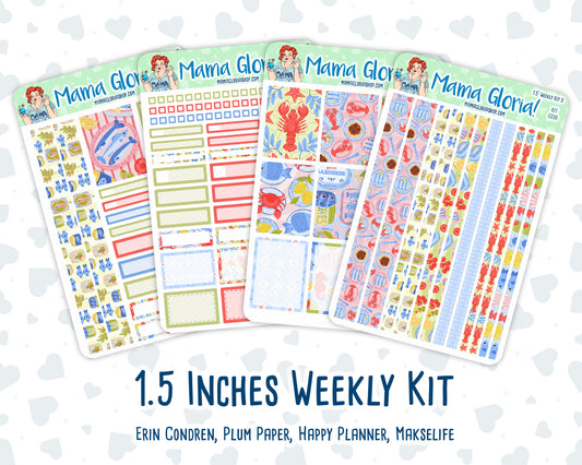 Kit 0269 - 1.5" Wide Column - Weekly Kit - June - Dolce Mare  - For Vertical & Hourly Planners