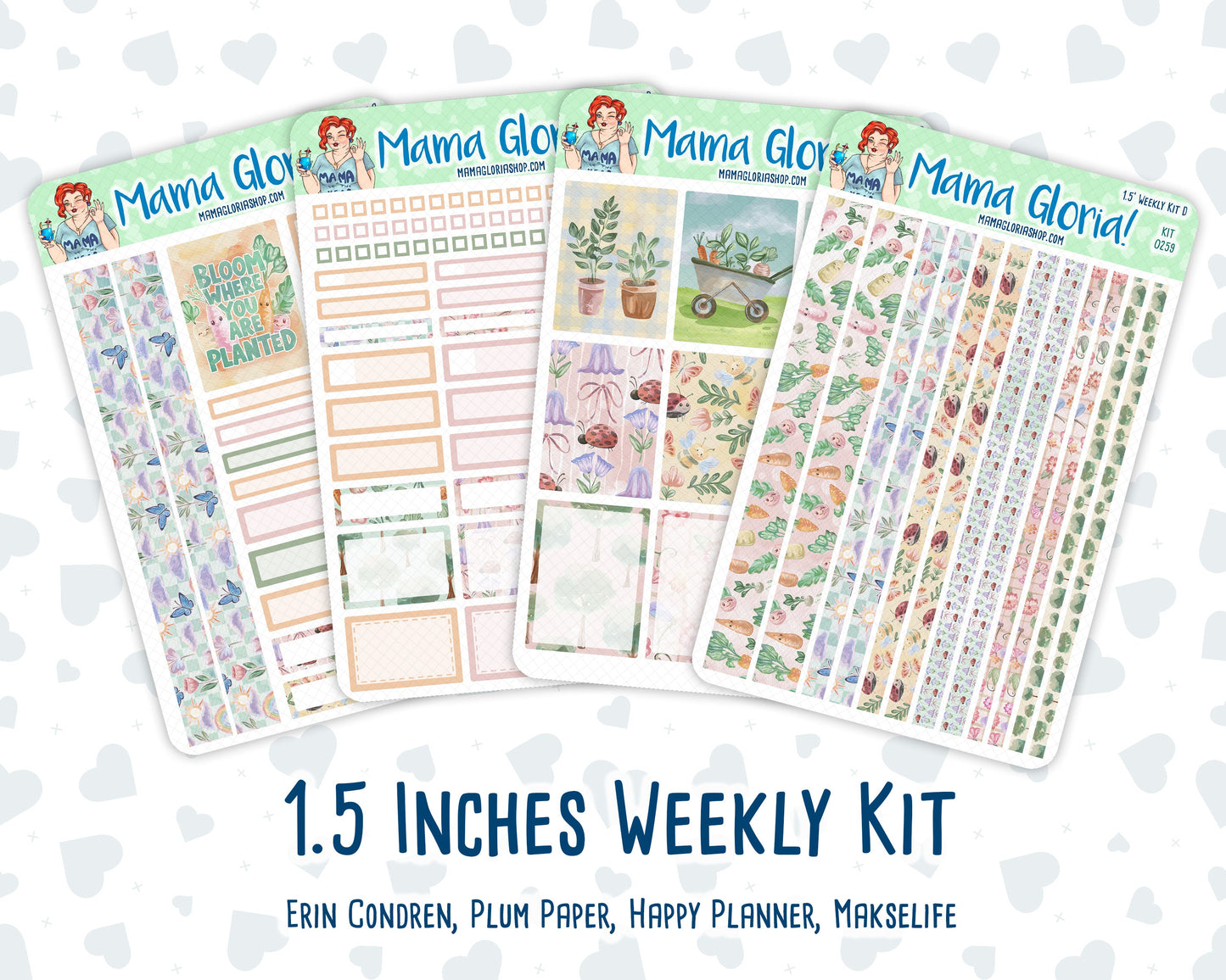 Kit 0259 - 1.5" Wide Column - Weekly Kit - March - Spring Garden Chores  - For Vertical & Hourly Planners