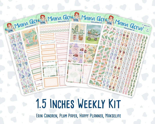 Kit 0259 - 1.5" Wide Column - Weekly Kit - March - Spring Garden Chores  - For Vertical & Hourly Planners