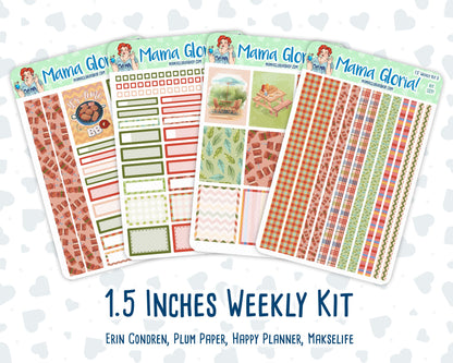 Kit 0231 - 1.5" Wide Column - Weekly Kit - August - Backyard BBQ  - For Vertical & Hourly Planners