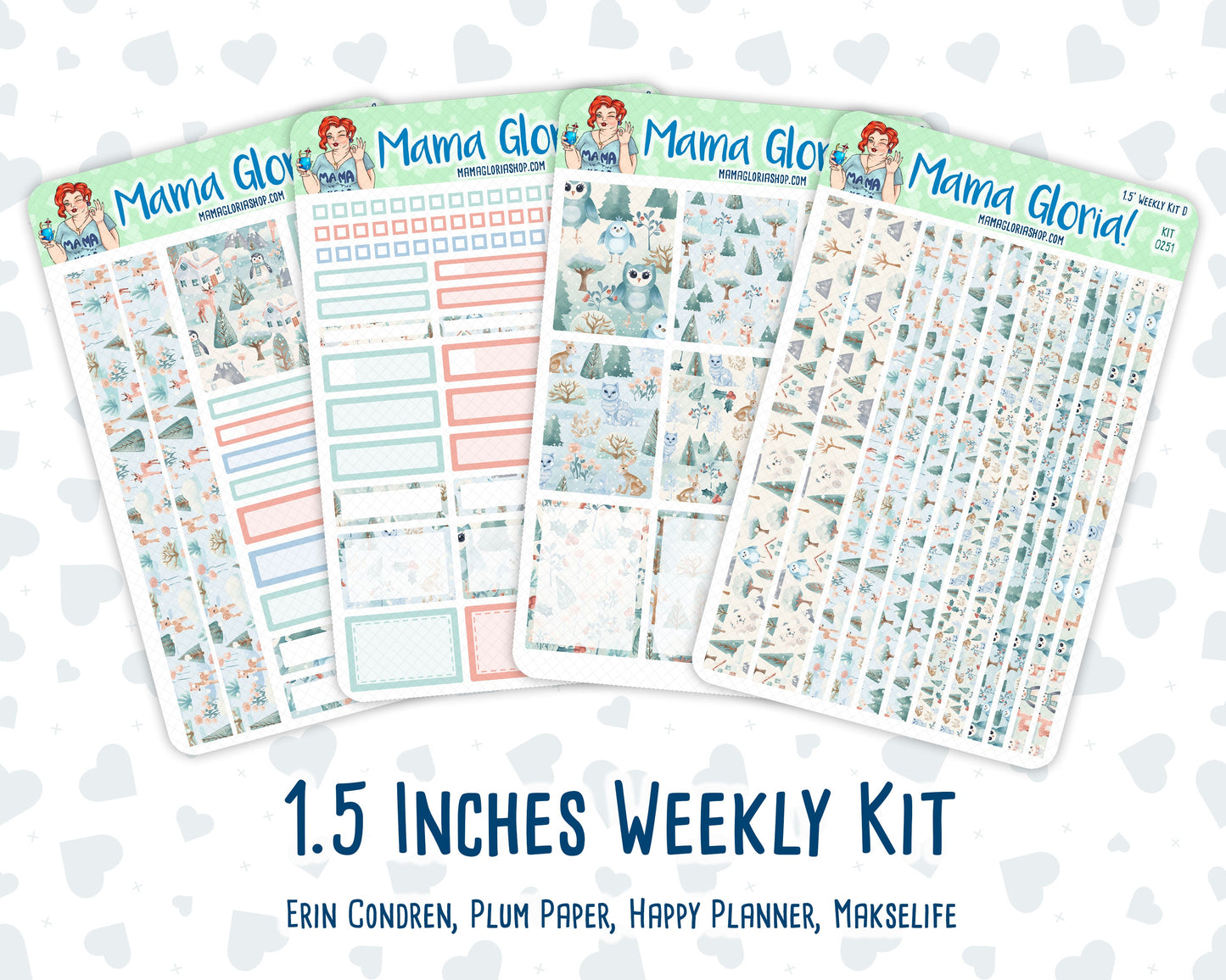 Kit 0251 - 1.5" Wide Column - Weekly Kit - January - Pine & Paws  - For Vertical & Hourly Planners