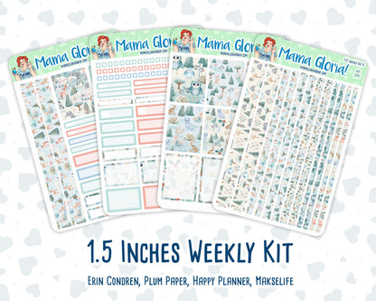 Kit 0251 - 1.5" Wide Column - Weekly Kit - January - Pine & Paws  - For Vertical & Hourly Planners