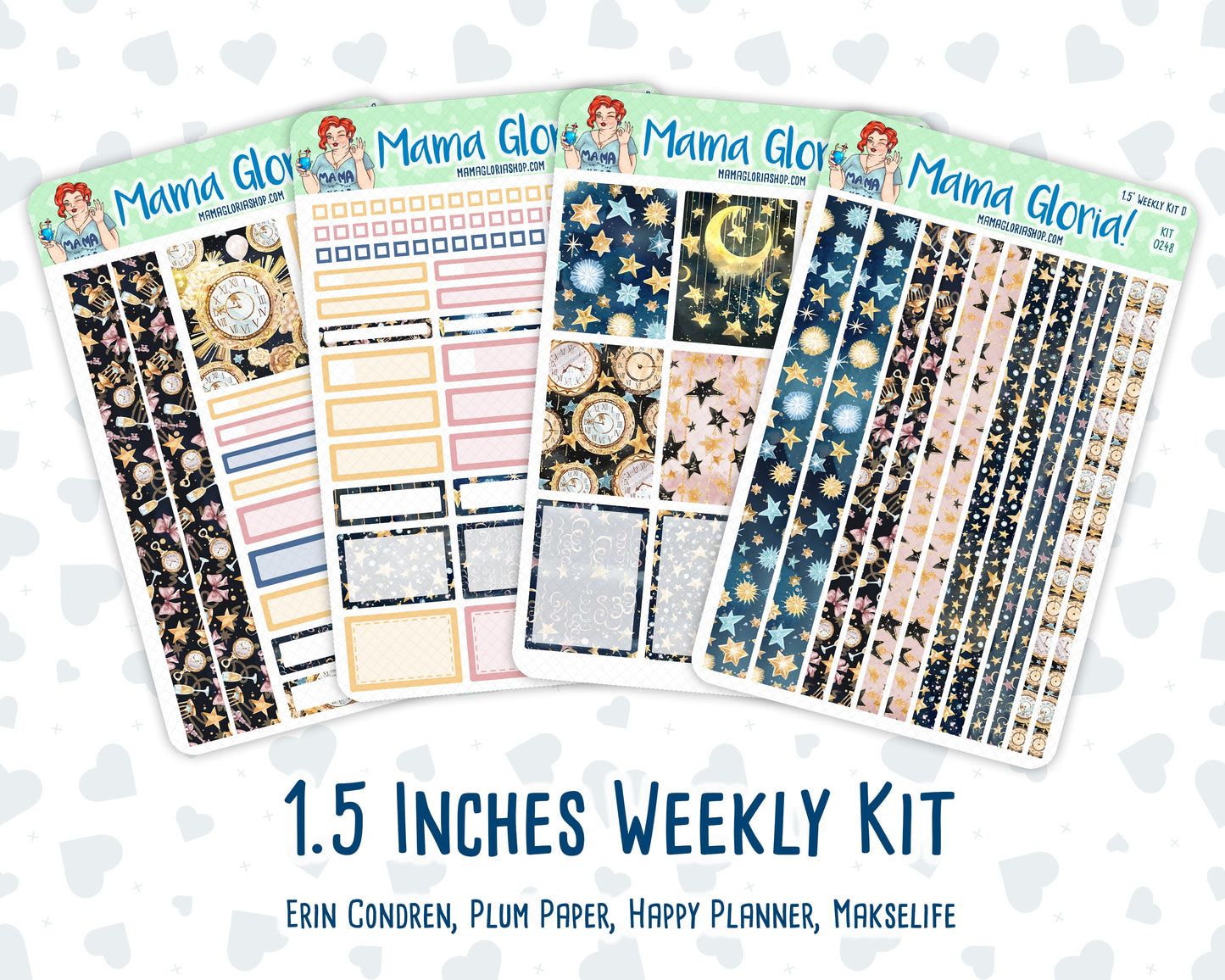 Kit 0248 - 1.5" Wide Column - Weekly Kit - January - Midnight Countdown  - For Vertical & Hourly Planners