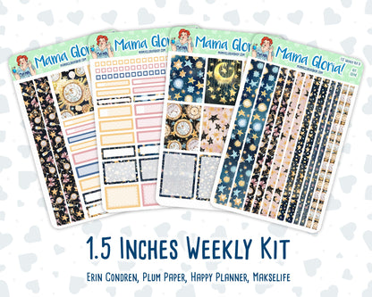 Kit 0248 - 1.5" Wide Column - Weekly Kit - January - Midnight Countdown  - For Vertical & Hourly Planners