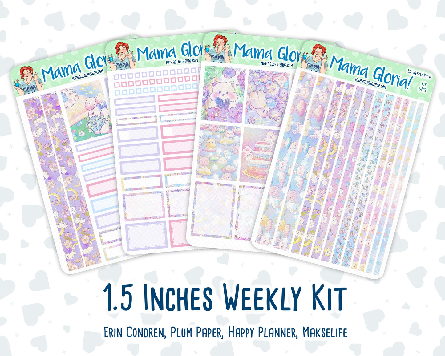 Kit 0252 - 1.5" Wide Column - Weekly Kit - February - Tokyo Candy Cloud  - For Vertical & Hourly Planners