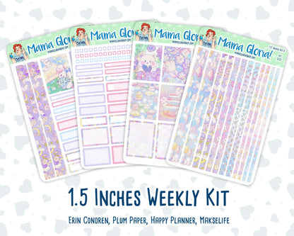 Kit 0252 - 1.5" Wide Column - Weekly Kit - February - Tokyo Candy Cloud  - For Vertical & Hourly Planners