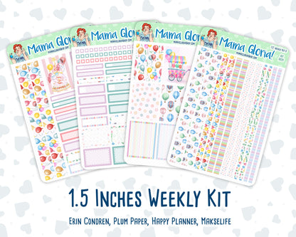 Kit 0225 - 1.5" Wide Column - Weekly Kit - July - Carnival Joy  - For Vertical & Hourly Planners