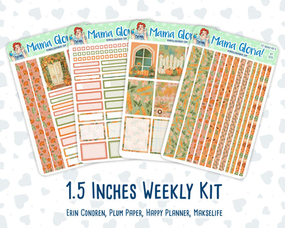 Kit 0233 - 1.5" Wide Column - Weekly Kit - September - Cinnamon Days  - For Vertical & Hourly Planners