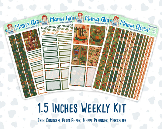 Kit 0242 - 1.5" Wide Column - Weekly Kit - November - Cottage Autumn  - For Vertical & Hourly Planners