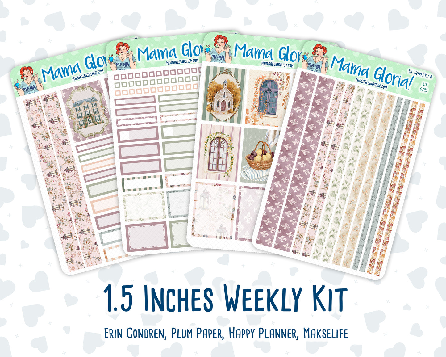 Kit 0293 - 1.5" Wide Column - Weekly Kit - September - Fleur de Provence  - For Vertical & Hourly Planners
