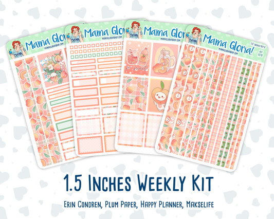 Kit 0278 - 1.5" Wide Column - Weekly Kit - August - Oops, All Peaches  - For Vertical & Hourly Planners