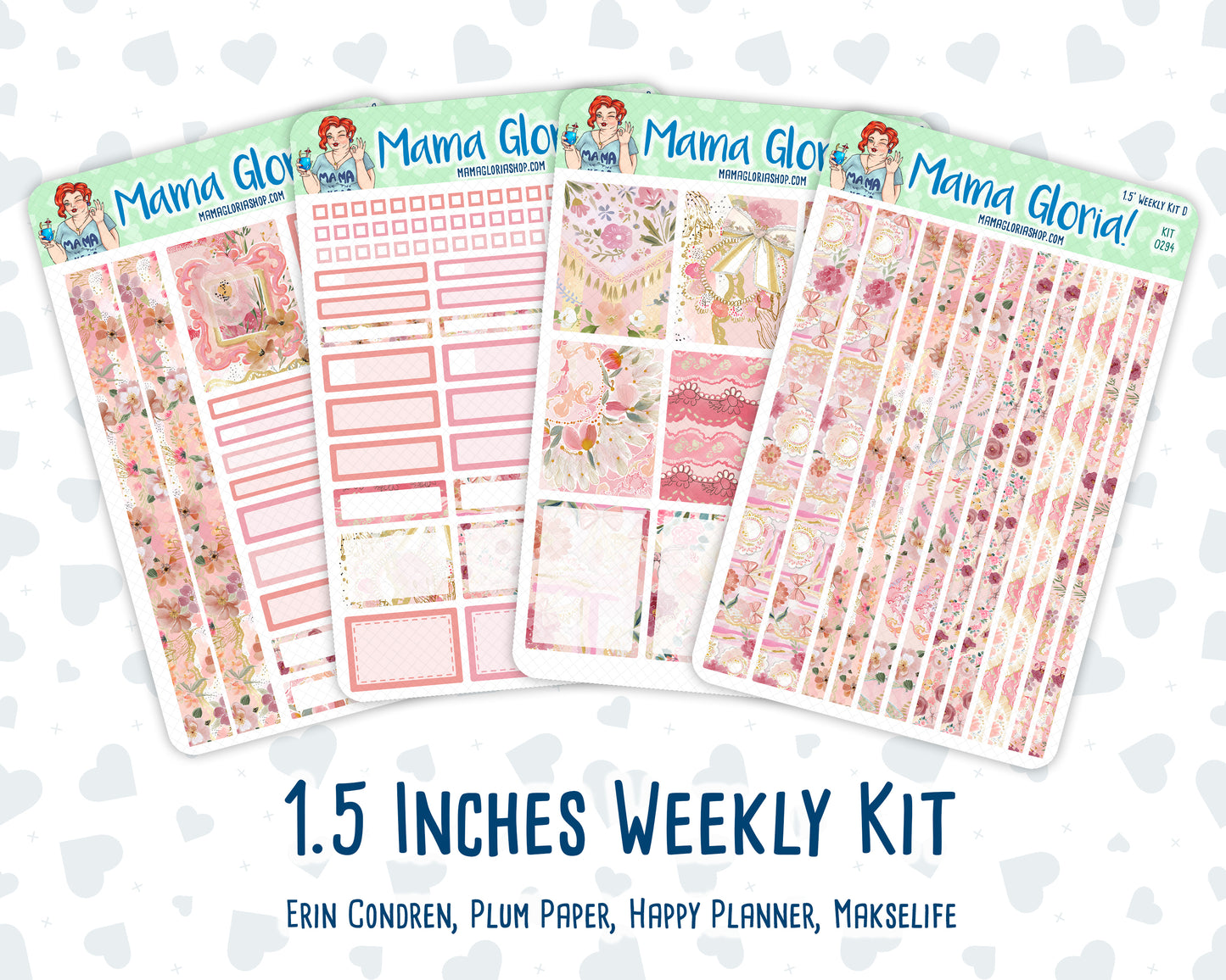 Kit 0294 - 1.5" Wide Column - Weekly Kit - September - Rosy Reveria  - For Vertical & Hourly Planners