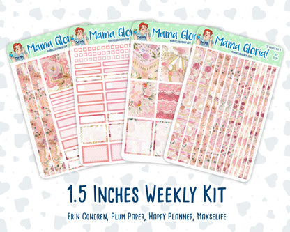 Kit 0294 - 1.5" Wide Column - Weekly Kit - September - Rosy Reveria  - For Vertical & Hourly Planners