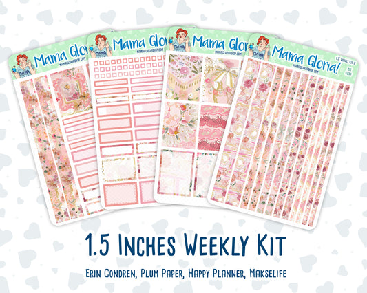 Kit 0294 - 1.5" Wide Column - Weekly Kit - September - Rosy Reveria  - For Vertical & Hourly Planners
