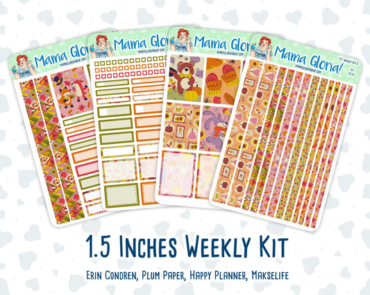 Kit 0240 - 1.5" Wide Column - Weekly Kit - November - Cozy Thanksgiving  - For Vertical & Hourly Planners