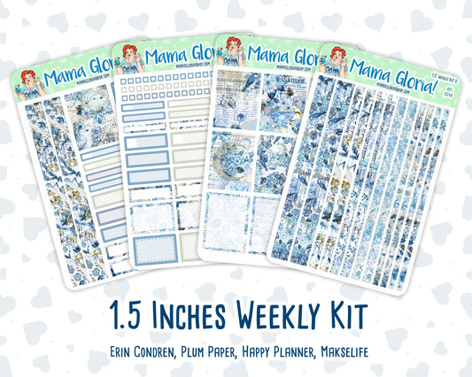 Kit 0249 - 1.5" Wide Column - Weekly Kit - January - Icy Lace  - For Vertical & Hourly Planners