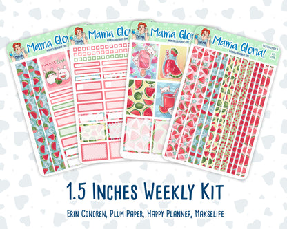 Kit 0276 - 1.5" Wide Column - Weekly Kit - July - Melon Crush  - For Vertical & Hourly Planners