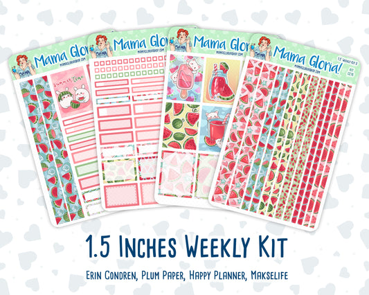 Kit 0276 - 1.5" Wide Column - Weekly Kit - July - Melon Crush  - For Vertical & Hourly Planners