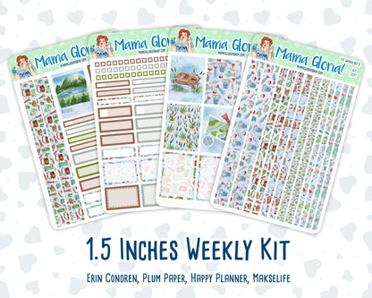 Kit 0221 - 1.5" Wide Column - Weekly Kit - June - Gone Fishing  - For Vertical & Hourly Planners
