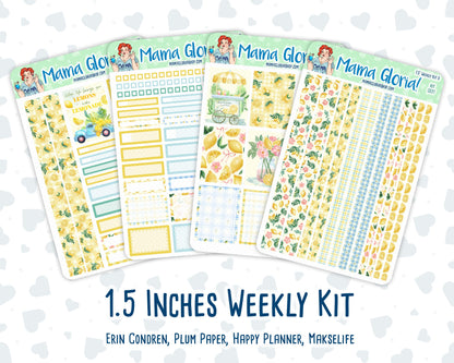 Kit 0227 - 1.5" Wide Column - Weekly Kit - July - Lemon Grove  - For Vertical & Hourly Planners
