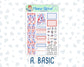 Kit 0273 - 1.5" Wide Column - Weekly Kit - July - Americana In Bloom  - For Vertical & Hourly Planners