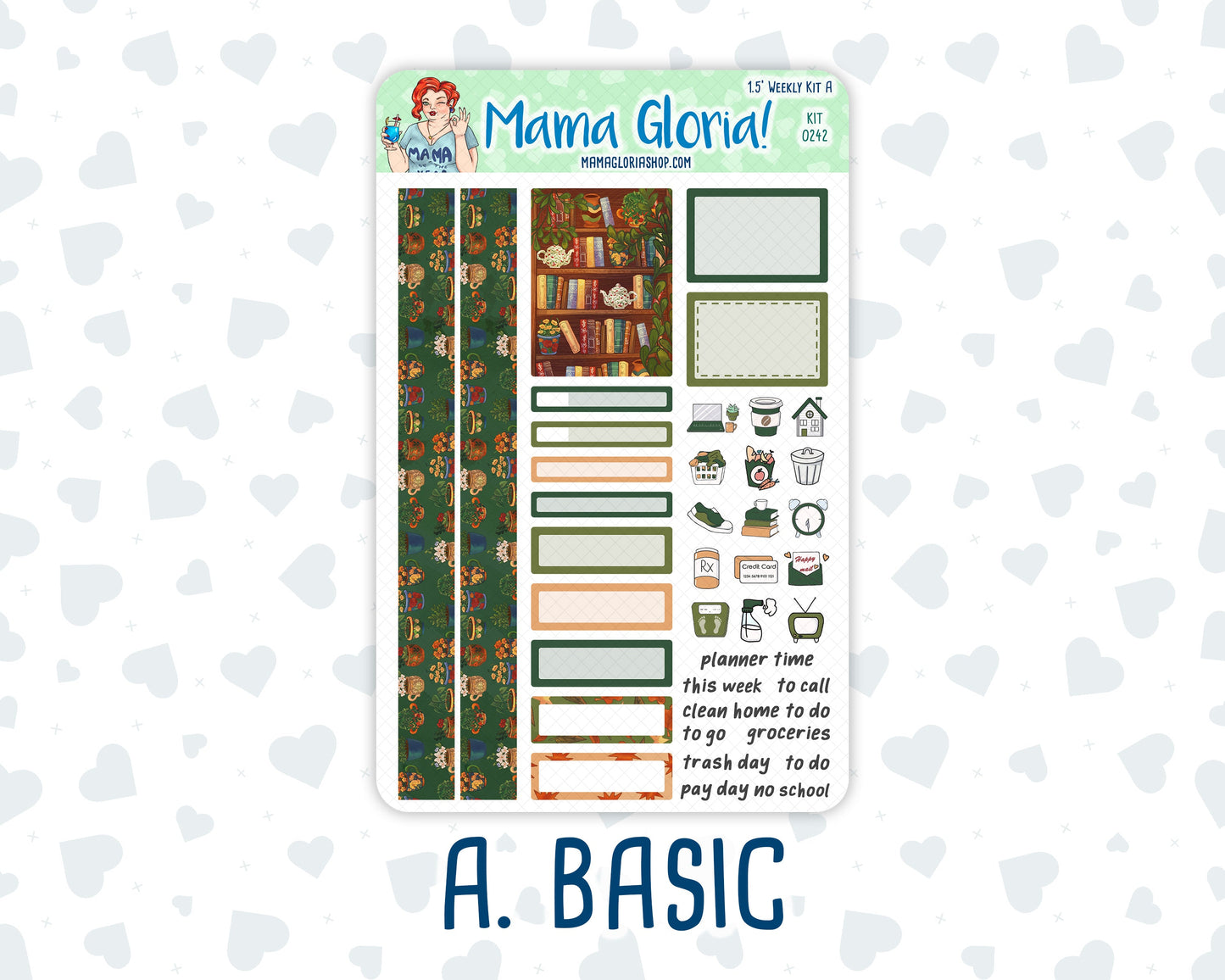 Kit 0242 - 1.5" Wide Column - Weekly Kit - November - Cottage Autumn  - For Vertical & Hourly Planners